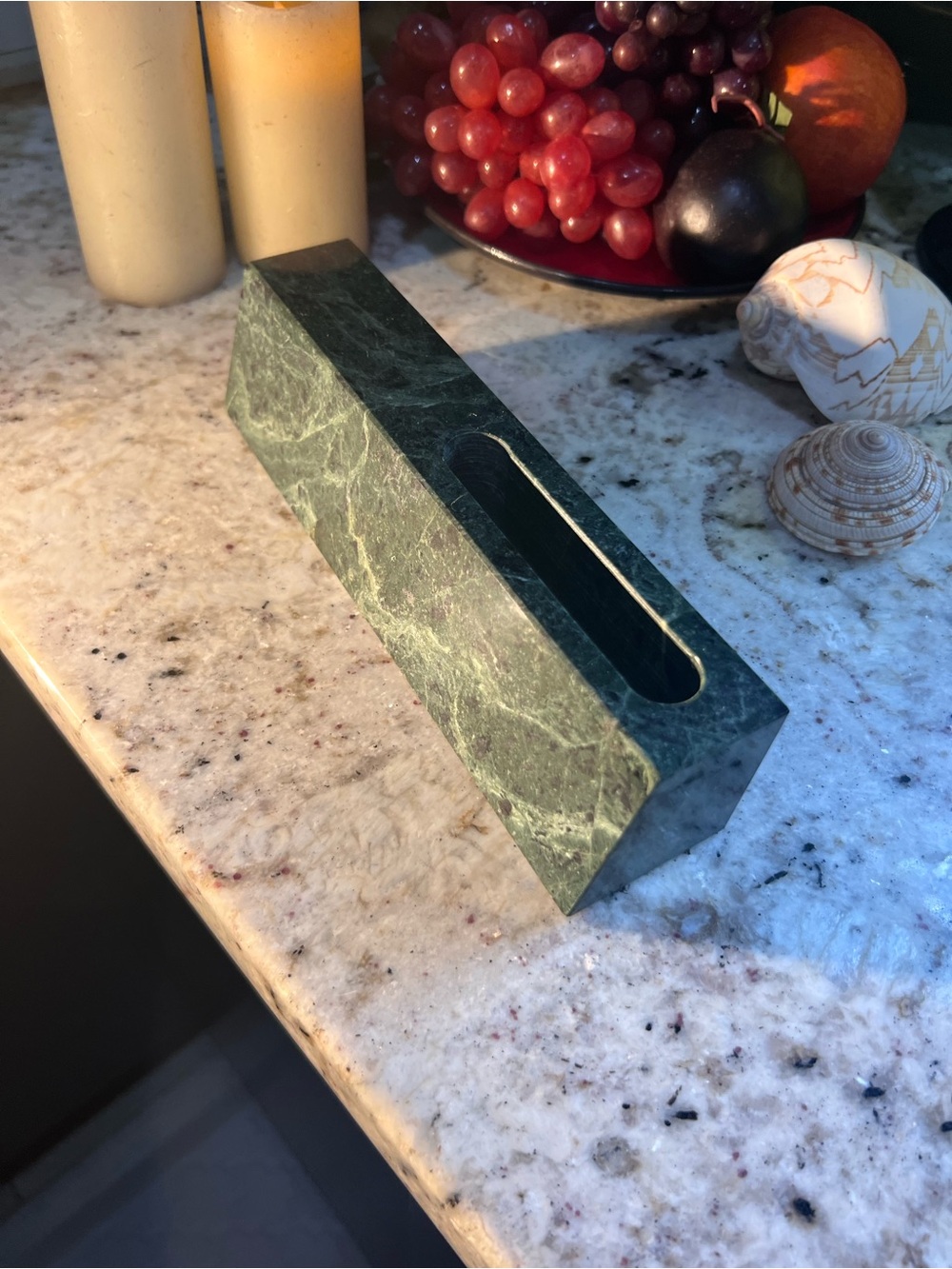 Vintage Green Solid Marble Biz Card Holder or cell phone holder